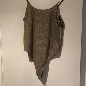 Olive Green Textured Bodysuit